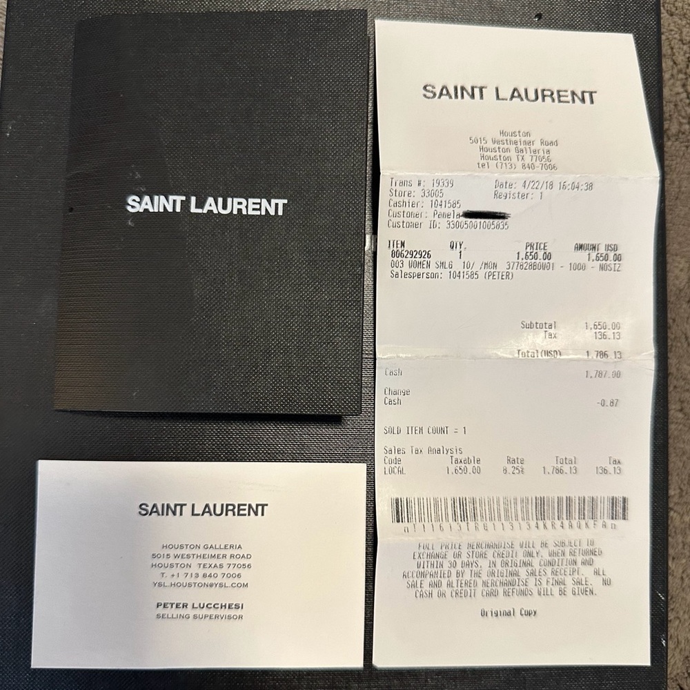 YSL Classic Cassandre Chain Wallet in Grain De Poudre Leather in Black - Picture 16 of 16